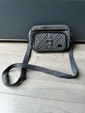 Lug Carousel Mini Crossbody Belt Bag Convertible Purse RFID Blocking Grey Unisex